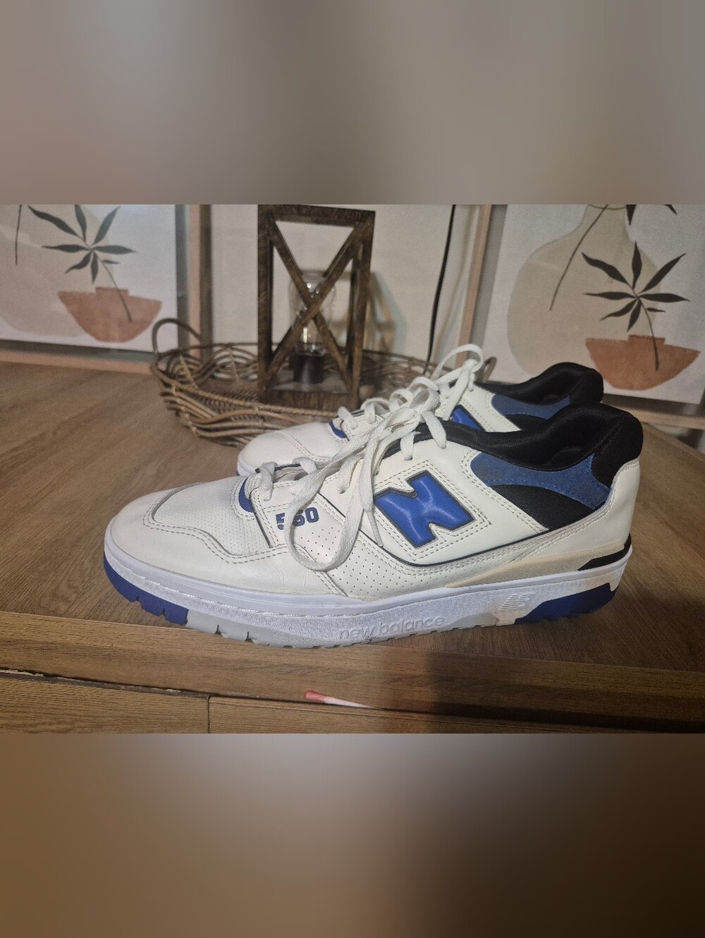 New Balance White & Blue 550 Athletic Sneakers( Check Photos To Small Detail)